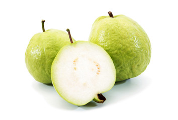 Guava fruit isolated on the white background.Fresh guava sliced