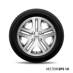 Radial wheel tire alloy car on white background vector illustration.