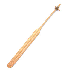 Wooden stirrers sticks isolated white background.Bamboo wooden s