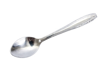 Silver tea spoon.Stainless tea spoon isolated on white backgroun