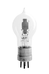 Vacuum electronic radio tube. Isolated image on white background