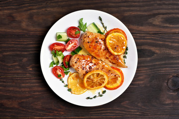Baked chicken breast, top view