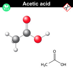 Chemical formula and molecular structure of acetic acid