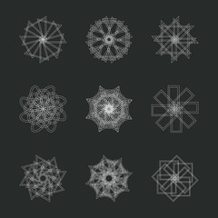 Abstract geometric shapes, futuristic wavy fractal in vector