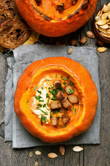 Healthy food pumpkin cream soup