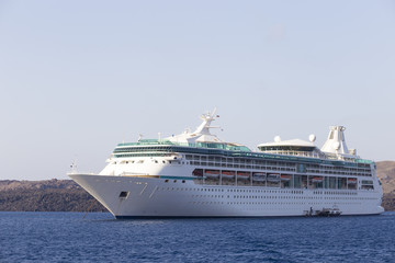 Fototapeta na wymiar Luxury Cruise Ship Sailing from Port