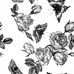 vintage vector floral seamless pattern
