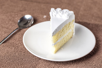 whip cream cake without topping,selective focus