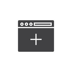 New browser window icon vector, filled flat sign, solid pictogram isolated on white, logo illustration