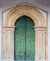 bronze door, the facade of the cathedral of Monreale, Sicily - Italy