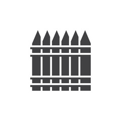 wooden fence icon vector, railing filled flat sign, solid pictogram isolated on white, logo illustration