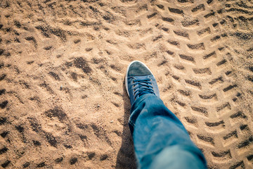 Fototapeta premium Legs on the the desert sands