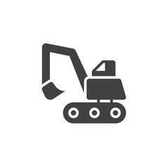 Fototapeta na wymiar Excavator, crawler digger icon vector, filled flat sign, solid pictogram isolated on white, logo illustration