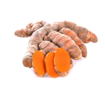 Turmeric on white background