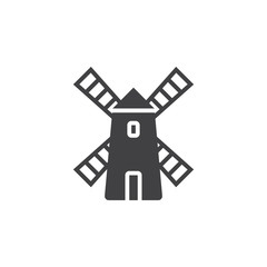Windmill icon vector, filled flat sign, solid pictogram isolated on white, logo illustration © alekseyvanin