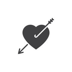 Love, Heart with arrow icon vector, filled flat sign, solid pictogram isolated on white, logo illustration