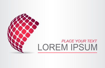 Logo stylized spherical surface with abstract shapes