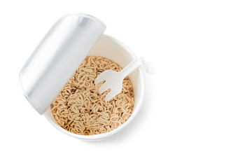 Instant noodles on white background