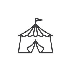 circus tent line icon, outline vector sign, linear pictogram isolated on white. logo illustration