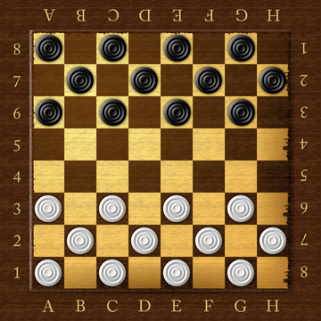 Checkers. Chess board. Checker game. Vector illustration.