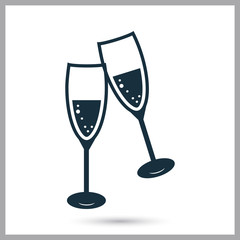 Glasses with champagne color icon. Simple design for web and mobile