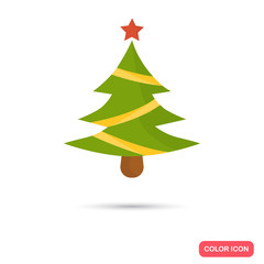 Christmas fir-tree color icon. Flat design for web and mobile