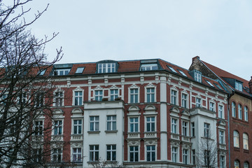 LONDON Red brick Victorian houses facades