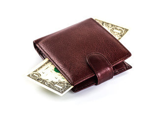 men's wallet money in cash white background