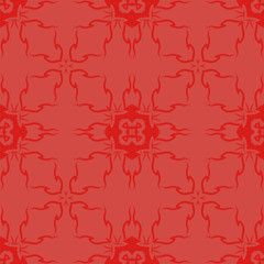 Red Ornamental Seamless Line Pattern. Endless Texture. Oriental Geometric Ornament