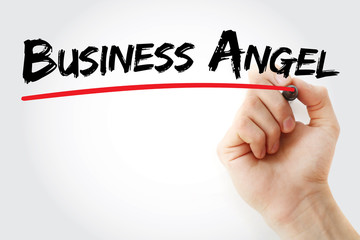 Hand writing Business angel with marker, concept background