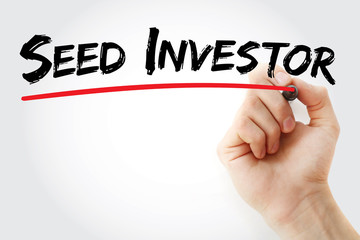 Hand writing Seed investor with marker, concept background