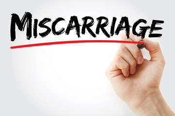 Hand writing Miscarriage with marker, concept background