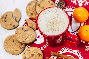 Winter cappuccino coffee