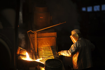 Molten metal at aluminium foundry