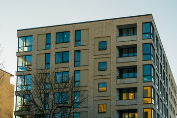square formatted brick building in modern style
