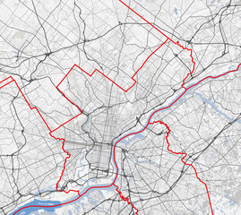 Map Philadelphia city. Pennsylvania Roads - 129797382