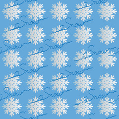 Snow. White snowflakes. Pattern. Design for textile, tissue, wrapping paper.