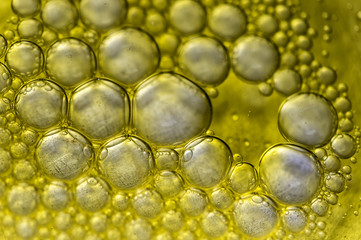 Macro of water drops in the oil