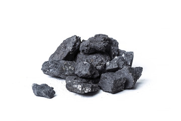 Natural wood charcoal Isolated on white