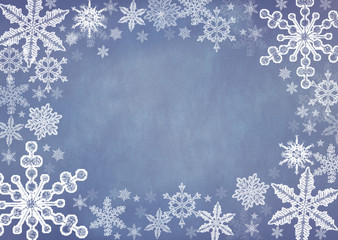 Снежинки на голубом фоне.