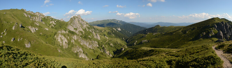 Beautiful landscape of Carpathian mountains in Romania, panorama view