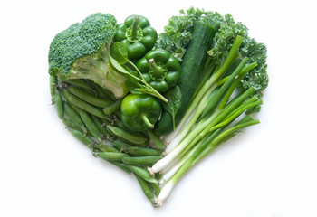 Heart shape green vegetables