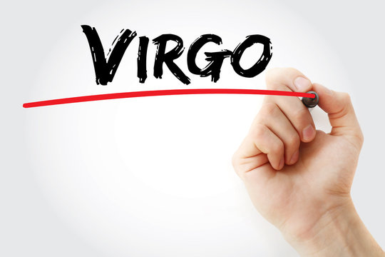 Hand writing Virgo with marker, concept background
