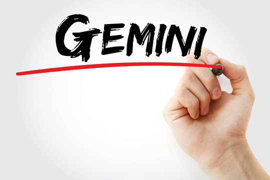 Hand writing Gemini with marker, concept background