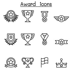Award & Winning icon set in thin line style