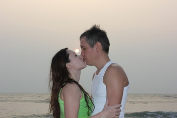 lovers on the beach of Goa