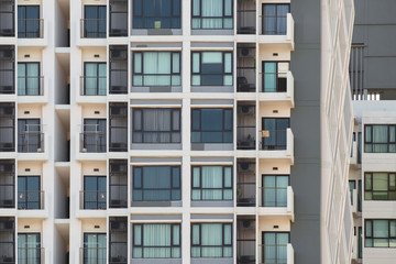 Fototapeta na wymiar Apartment building / View of balconies of apartment building.