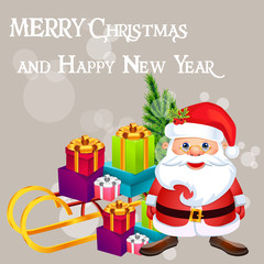 Christmas poster design with snowman characters.Santa Claus.Happy Christmas companions.Vector Christmas.Seamless holiday background .