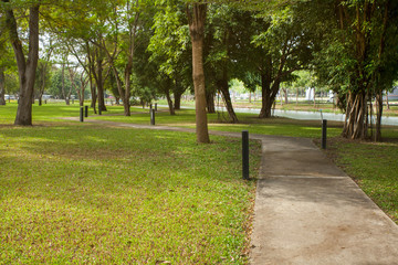 light pole with footpath in the park