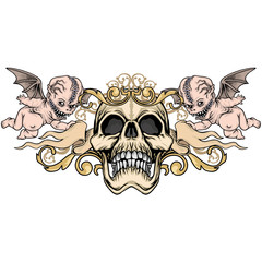 grunge skull coat of arms